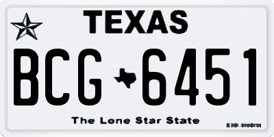 TX license plate BCG6451