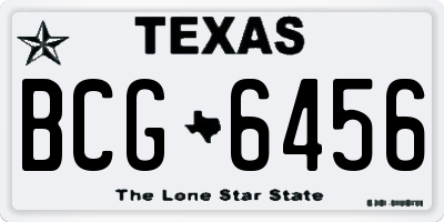 TX license plate BCG6456