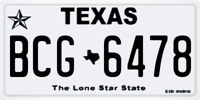 TX license plate BCG6478