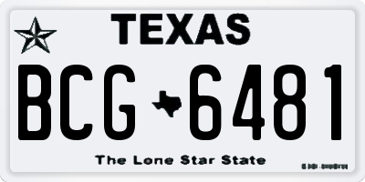 TX license plate BCG6481