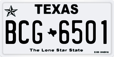 TX license plate BCG6501
