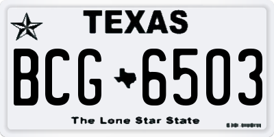 TX license plate BCG6503
