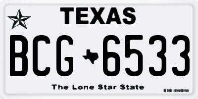 TX license plate BCG6533