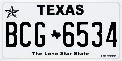 TX license plate BCG6534