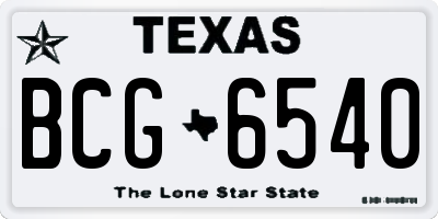 TX license plate BCG6540