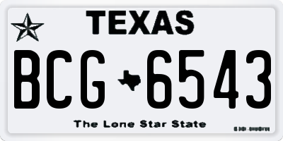 TX license plate BCG6543