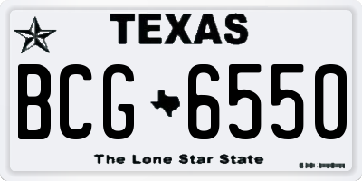 TX license plate BCG6550
