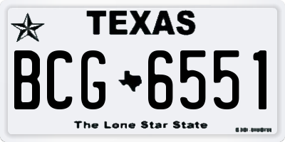 TX license plate BCG6551