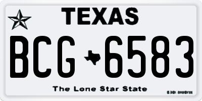 TX license plate BCG6583