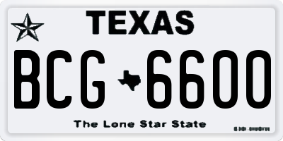 TX license plate BCG6600
