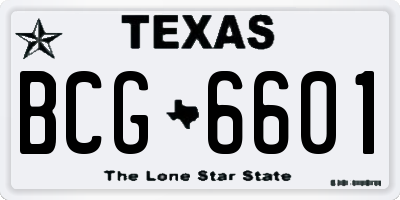 TX license plate BCG6601
