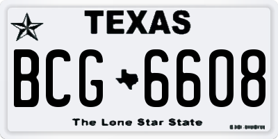 TX license plate BCG6608