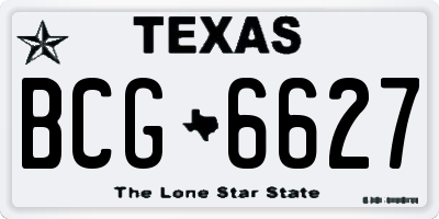 TX license plate BCG6627