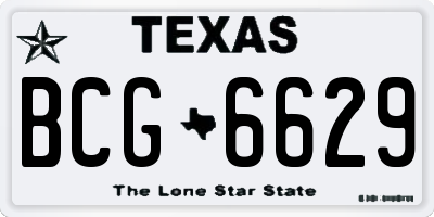 TX license plate BCG6629