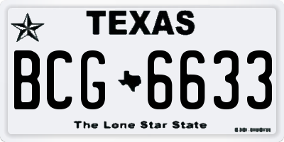 TX license plate BCG6633