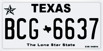 TX license plate BCG6637