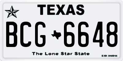 TX license plate BCG6648