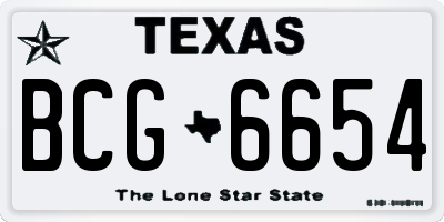 TX license plate BCG6654