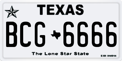 TX license plate BCG6666