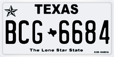 TX license plate BCG6684