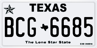TX license plate BCG6685