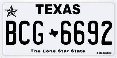 TX license plate BCG6692