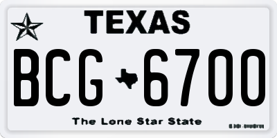 TX license plate BCG6700