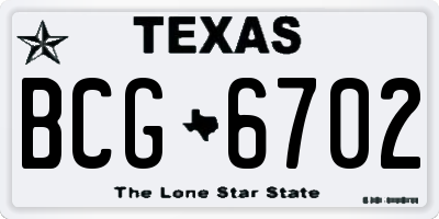 TX license plate BCG6702