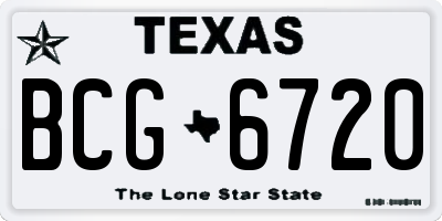 TX license plate BCG6720