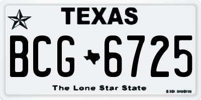 TX license plate BCG6725