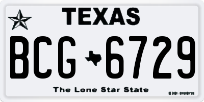 TX license plate BCG6729