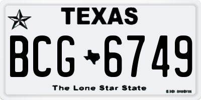 TX license plate BCG6749
