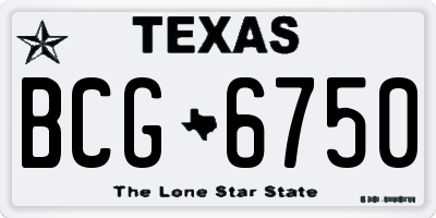 TX license plate BCG6750