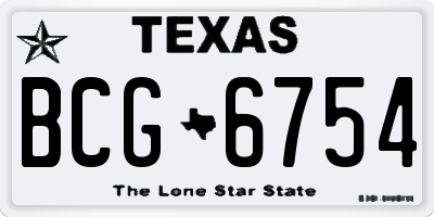 TX license plate BCG6754