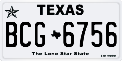 TX license plate BCG6756
