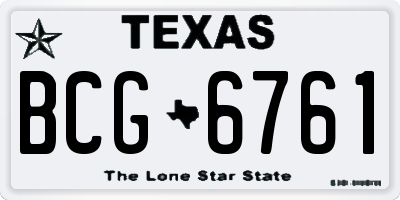 TX license plate BCG6761
