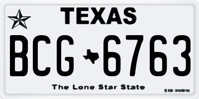 TX license plate BCG6763