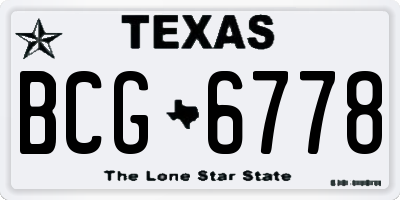 TX license plate BCG6778