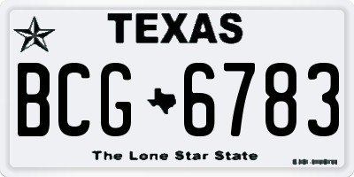 TX license plate BCG6783
