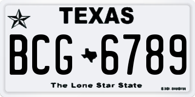 TX license plate BCG6789