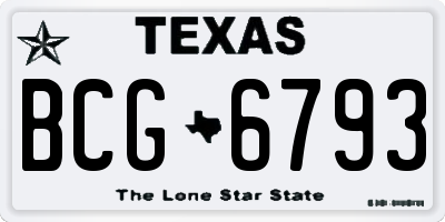TX license plate BCG6793