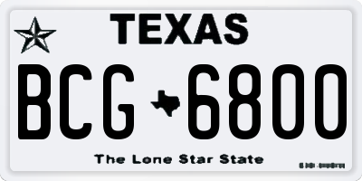 TX license plate BCG6800