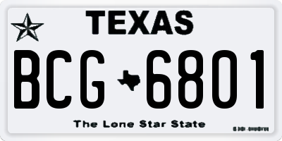 TX license plate BCG6801