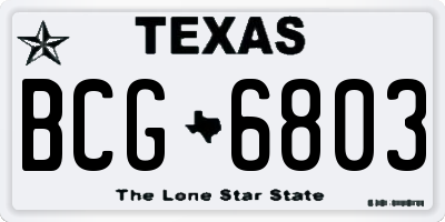 TX license plate BCG6803