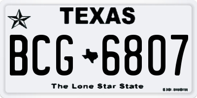 TX license plate BCG6807