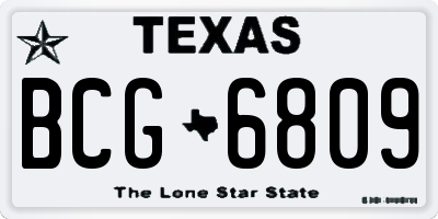 TX license plate BCG6809