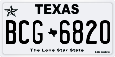 TX license plate BCG6820