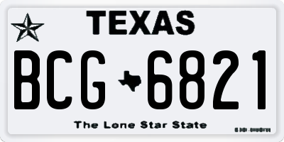 TX license plate BCG6821
