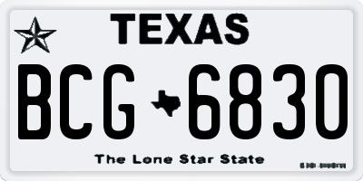 TX license plate BCG6830