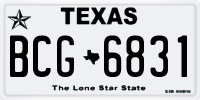 TX license plate BCG6831